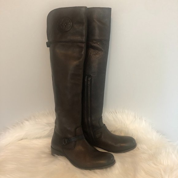 ✨HOST PICK✨ Frye Lynn Logo OTK Antique High Boots - Size 6.5B - Picture 1 of 16